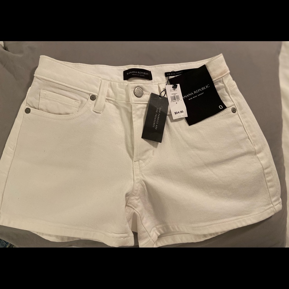 Banana republic, white, short denim shorts